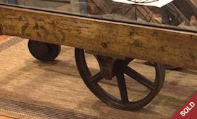 Glass Top Industrial Cart Coffee Table