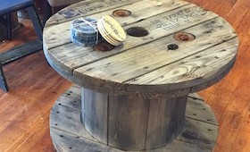 Repurposed Wooden Spool Coffee Table